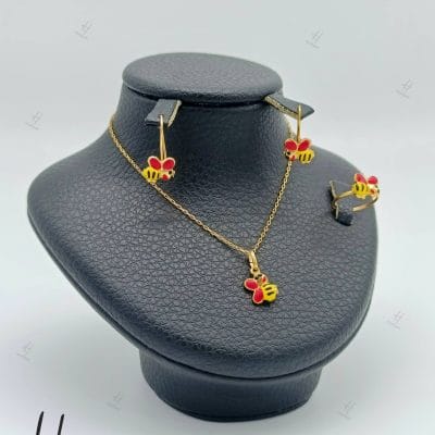 نیم ست طلای بچه‌گانه طرح زنبور