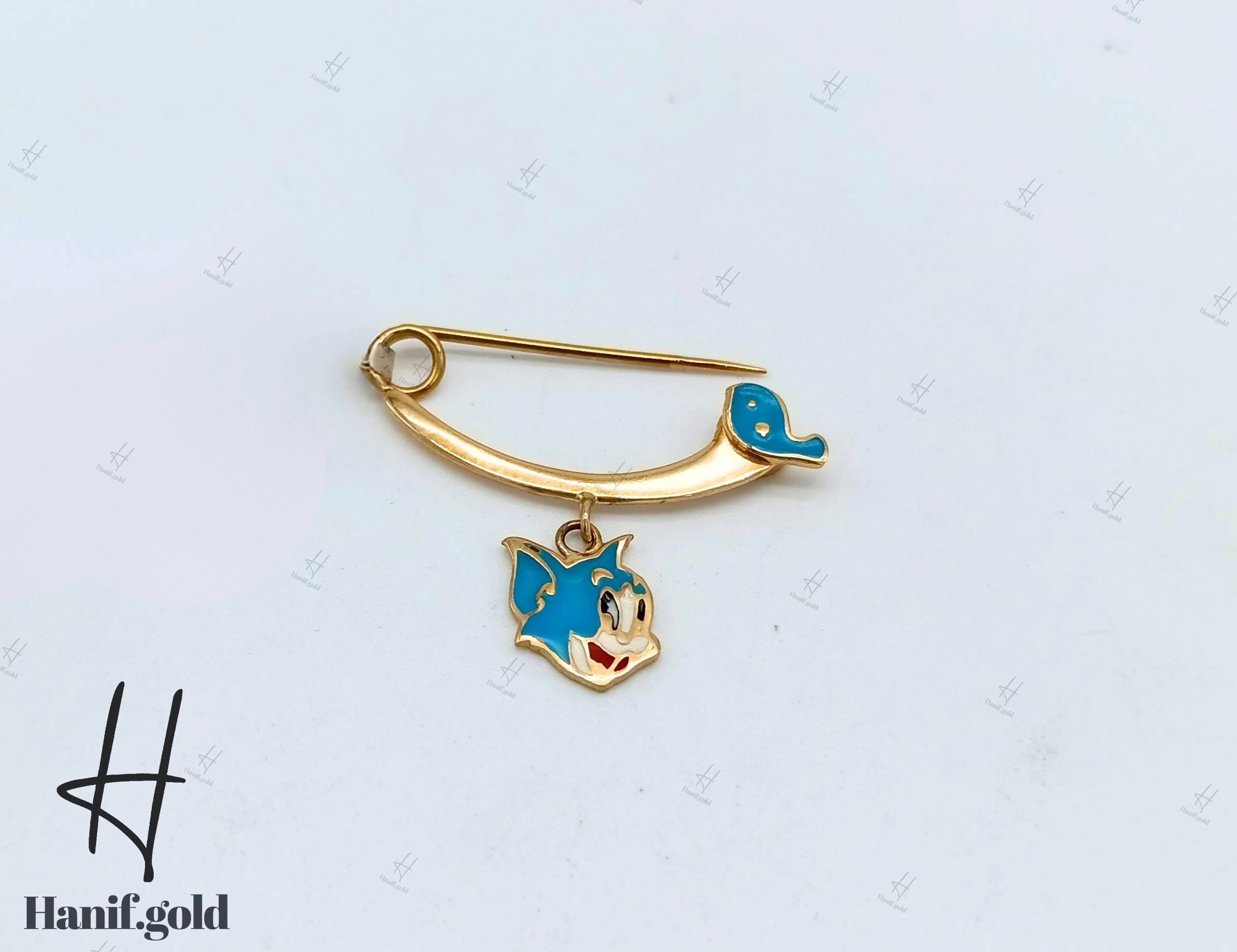 photo_2025-10-09_11-36-47 سنجاق سینه طلای نوزادی طرح تام و جری - Image 1