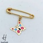 سنجاق سینه‌ طلای نوزادی طرح پروانه