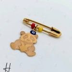 سنجاق سینه‌ طلای نوزادی طرح خرس