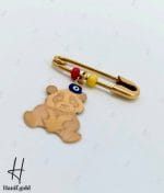 سنجاق سینه‌ طلای نوزادی طرح خرس