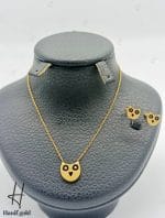 گردنی و انگشتر طلای بچه‌گانه طرح جغد مات