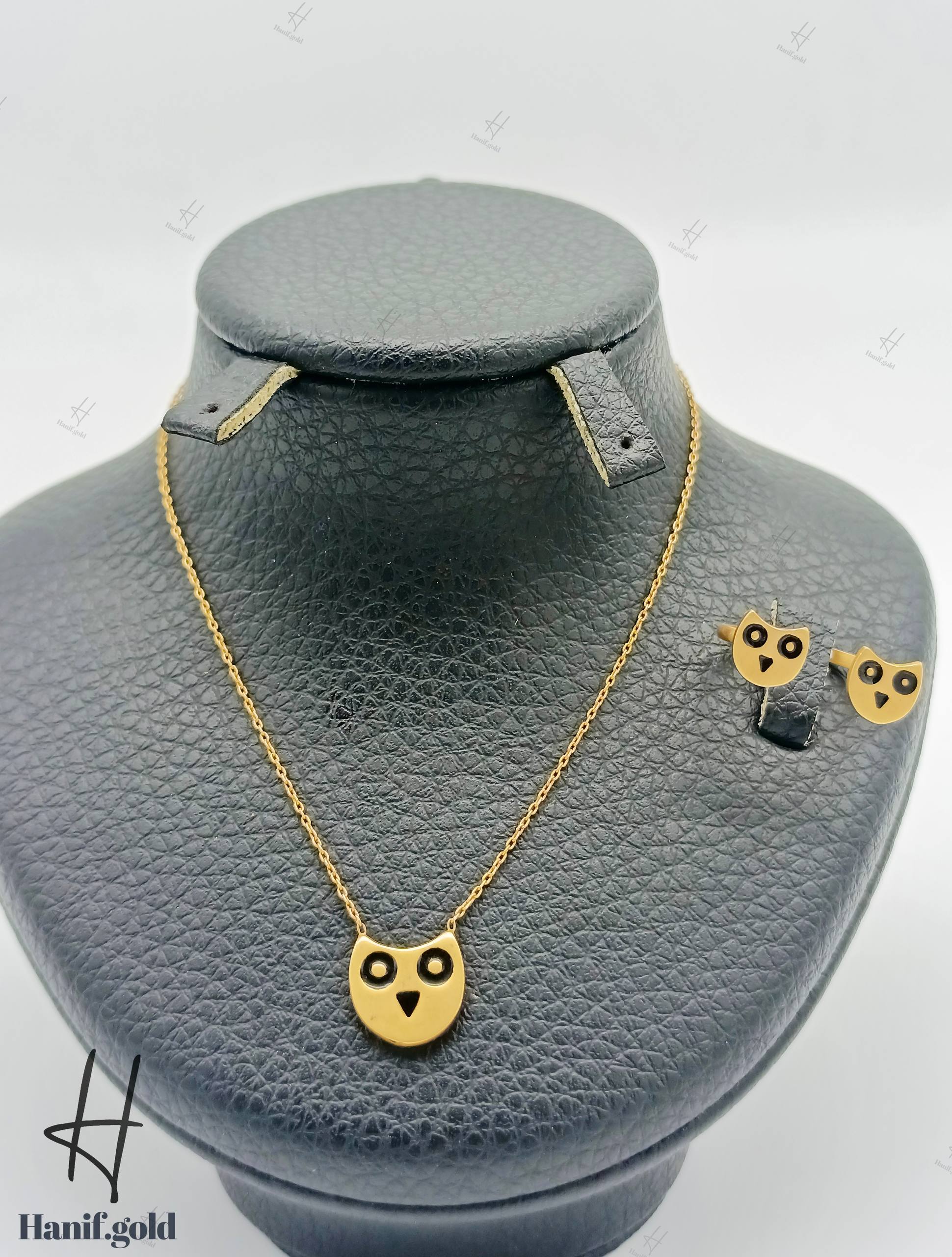 photo_2025-10-11_18-14-45 گردنی و انگشتر طلای بچهگانه طرح جغد مات - Image 1