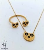 گردنی و انگشتر طلای بچه‌گانه طرح جغد مات - Image 2