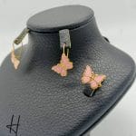 نیم ست طلای بچه‌گانه پروانه صورتی