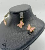 نیم ست طلای بچه‌گانه پروانه صورتی