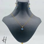 نیم ست طلای ونکلیف با سنگ آبی