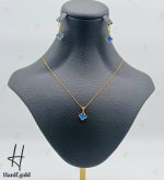 نیم ست طلای ونکلیف با سنگ آبی