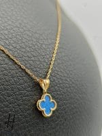 نیم ست طلای ونکلیف با سنگ آبی - Image 2