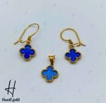 نیم ست طلای ونکلیف با سنگ آبی - Image 3