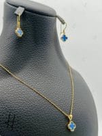 نیم ست طلای ونکلیف با سنگ آبی - Image 4