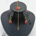 دستبند و گوشواره طلای بچه‌گانه با طرح توت‌فرنگی (مجموعه دلارام)