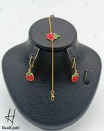 دستبند و گوشواره طلای بچه‌گانه با طرح توت‌فرنگی (مجموعه دلارام)