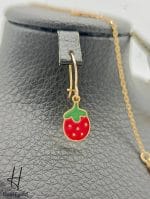 دستبند و گوشواره طلای بچه‌گانه با طرح توت‌فرنگی (مجموعه دلارام) - Image 3