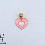 مدال طلای بچه‌گانه قلب سفید و صورتی