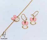 دستبند و گوشواره طلای بچه‌گانه طرح خرگوش(مجموعه دلارام) - Image 2