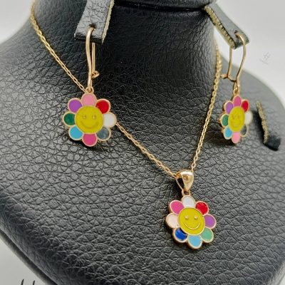 نیم‌ست طلای بچه‌گانه بچه‌گانه طرح گل(مجموعه دلارام)