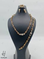 سرویس طلای رزگلد تیفانی نگین دار (نیلی گلد)