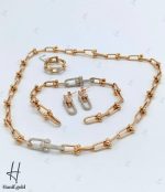 سرویس طلای رزگلد تیفانی نگین دار (نیلی گلد) - Image 3