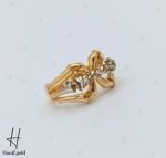 انگشتر طلای دو رنگ زرد و‌سفید تراش طرح پاپیون (سرو تراش) - Image 2