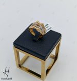 انگشتر طلای دو رنگ زرد و سفید تراش طرح پورتوفینو(سرو تراش)