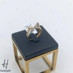 انگشتر طلای زرد و سفید تراش طرح استخوانی(سرو تراش)