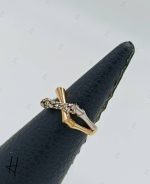 انگشتر طلای زرد و سفید تراش طرح استخوانی(سرو تراش) - Image 2