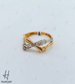 انگشتر طلای زرد و سفید تراش طرح استخوانی(سرو تراش) - Image 3