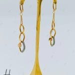 گوشواره طلای آویز سه حلقه،با توپ تراش و زنجیر فرد (گوشواره فرد)