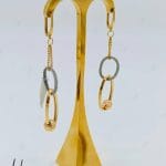 گوشواره طلای آویز دو حلقه با توپ تراش و زنجیر فرد(گوشواره فرد)