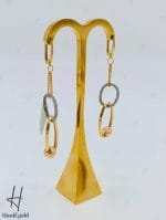 گوشواره طلای آویز دو حلقه با توپ تراش و زنجیر فرد(گوشواره فرد)