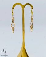 گوشواره طلای آویز سه رنگ سفید،زرد و رزگلد ،طرح والنسیا