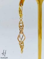 گوشواره طلای آویز سه رنگ سفید،زرد و رزگلد ،طرح والنسیا - Image 2