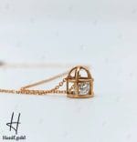 گردنی طلای سوپرسوپریت، تک نگین طرح قفس - Image 4