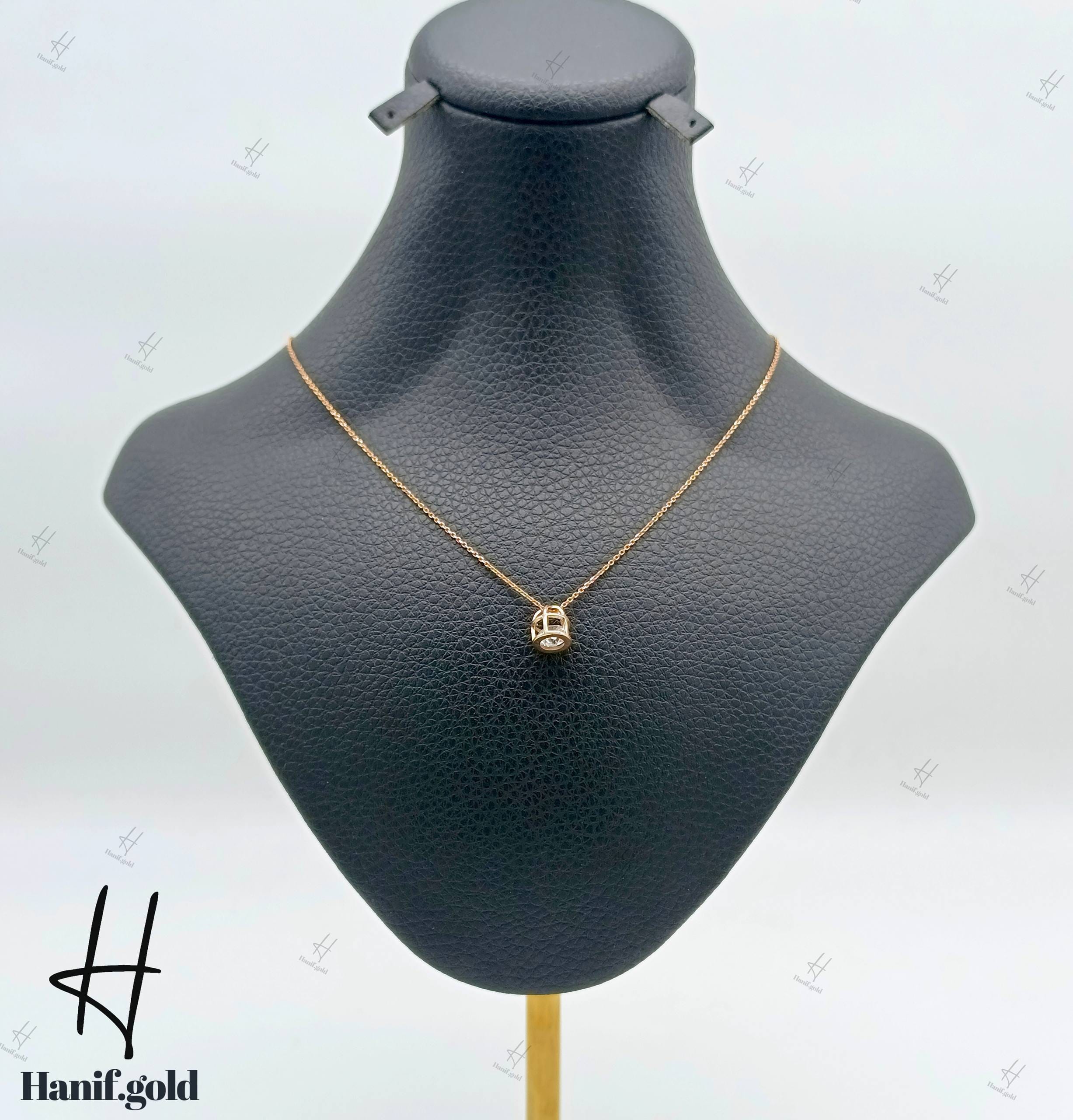 photo_۲۰۲۵-۱۰-۰۵_۱۲-۰۶-۳۲ گردنی طلای سوپرسوپریت، تک نگین طرح قفس - Image 1