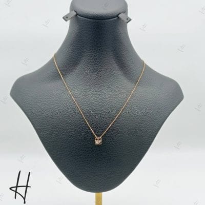 گردنی طلای سوپرسوپریت تک نگین طرح لوزی