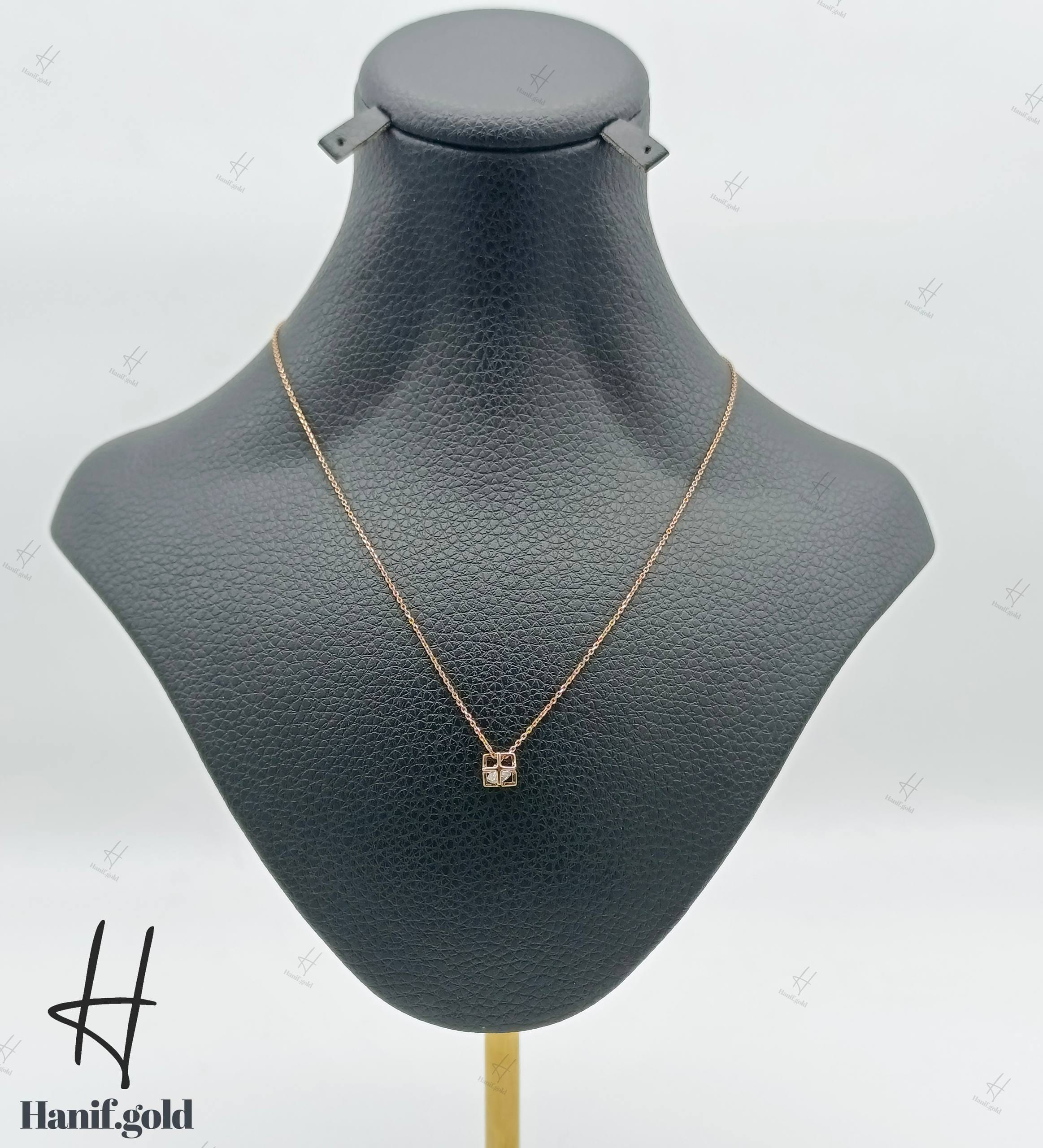 photo_۲۰۲۵-۱۰-۰۵_۱۲-۱۶-۴۸ گردنی طلای سوپرسوپریت تک نگین طرح لوزی - Image 1