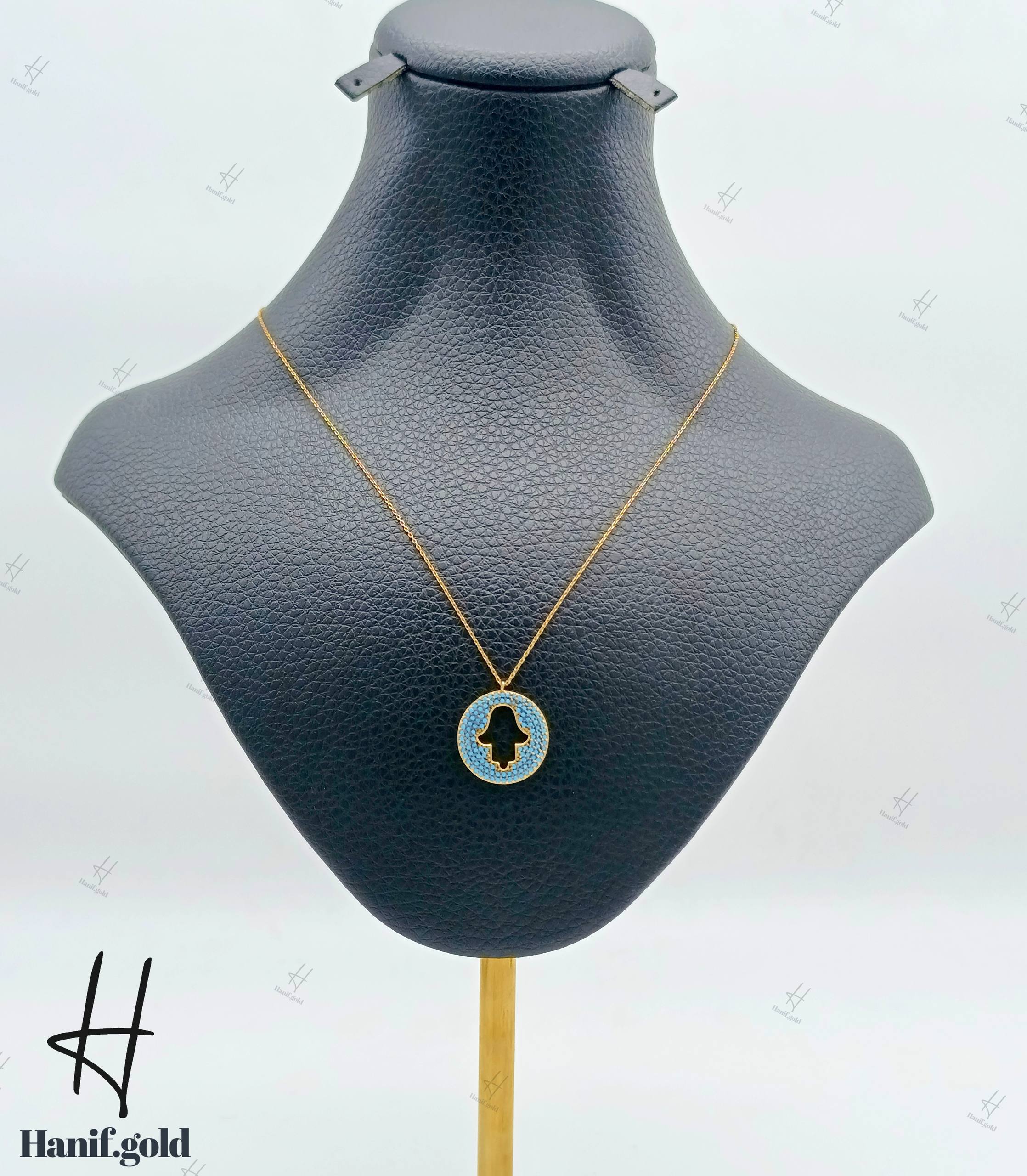 photo_۲۰۲۵-۱۰-۰۶_۱۲-۰۴-۱۶ گردنی طلای سوپرسوپریت با نگین فیروزه - Image 1