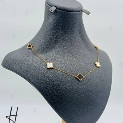 گردنی طلای ونکلیف سفید و مشکی