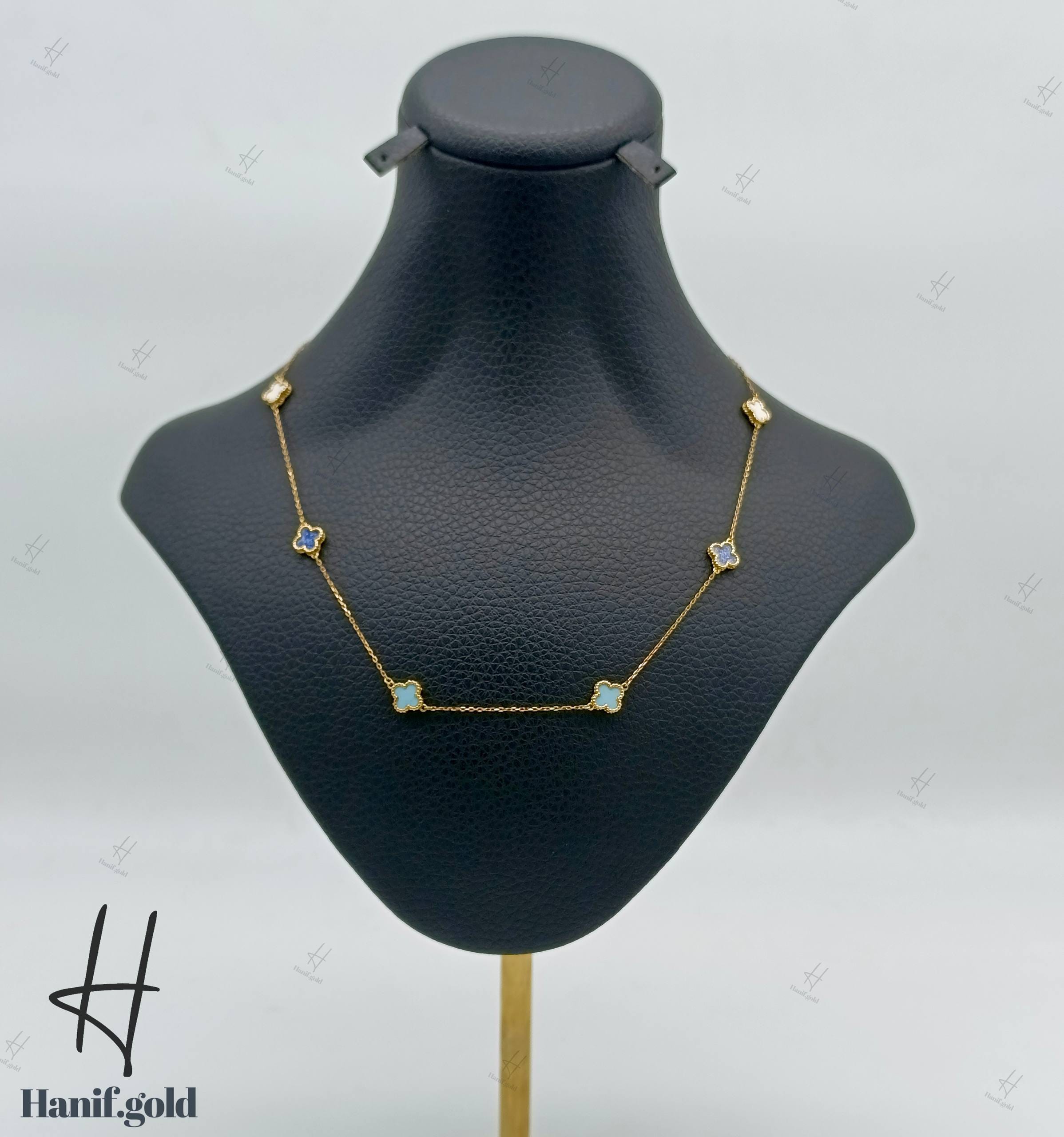 photo_۲۰۲۵-۱۰-۰۷_۱۰-۴۴-۵۱ گردنی طلای ونکلیف آبی و سفید - Image 1