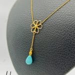 گردنی طلای سوپرسوپریت  طرح گل و آویز سنگ