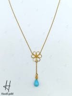 گردنی طلای سوپرسوپریت  طرح گل و آویز سنگ - Image 2