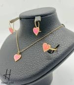 نیم ست طلای بچه‌گانه قلب صورتی - Image 3