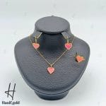 نیم ست طلای بچه‌گانه قلب صورتی