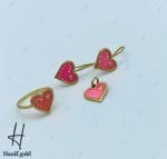 نیم ست طلای بچه‌گانه قلب صورتی - Image 2