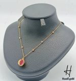 گردنی طلای انار سه‌بعدی نگین دار