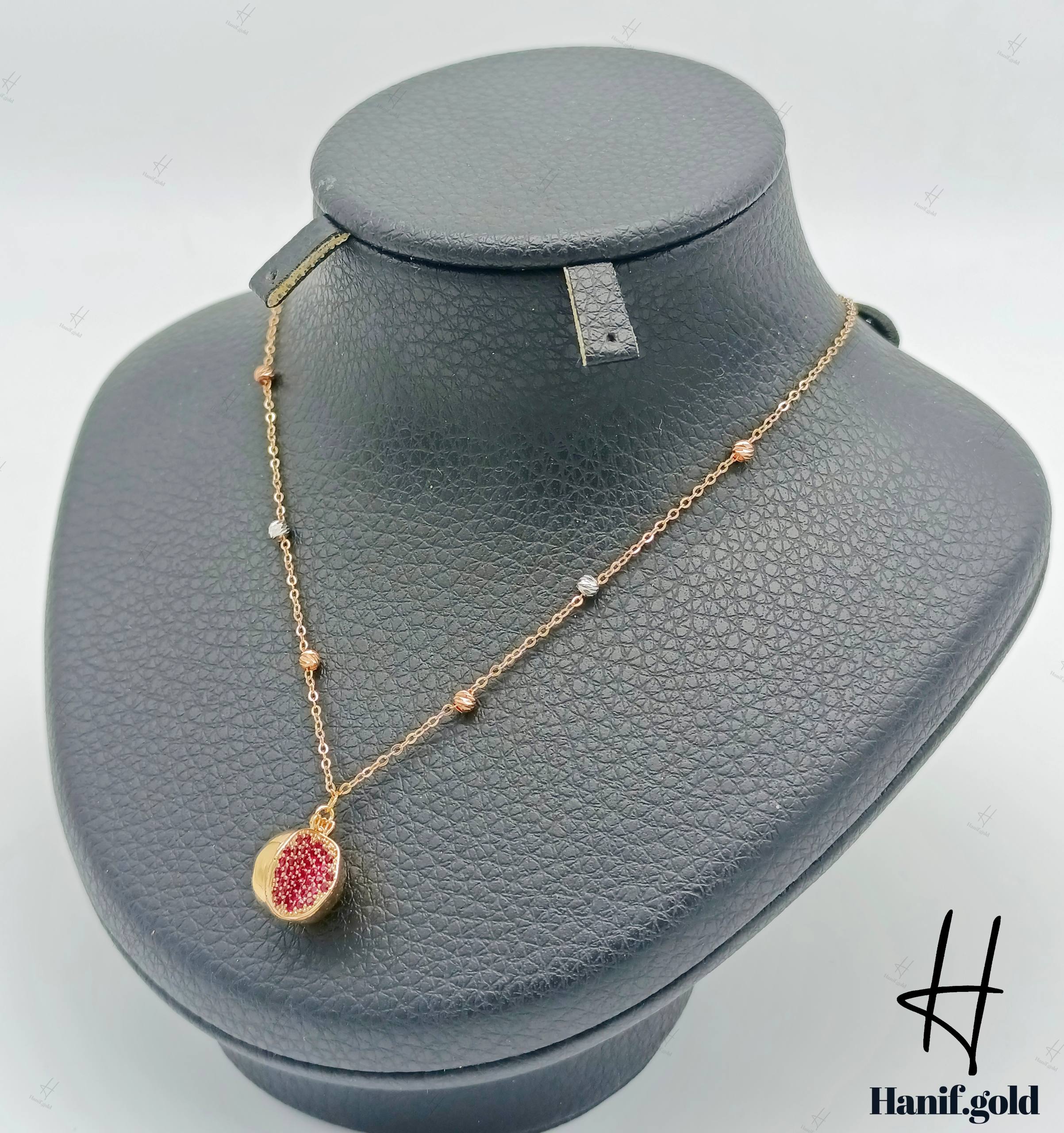 photo_2025-12-07_12-01-58 گردنی طلای انار سهبعدی نگین دار - Image 1