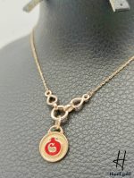 گردنی طلای انار با مینای قرمز - Image 3