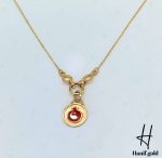 گردنی طلای انار با مینای قرمز - Image 2
