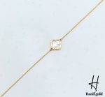 دستبند طلای لخت ونکلیف با سنگ سفید